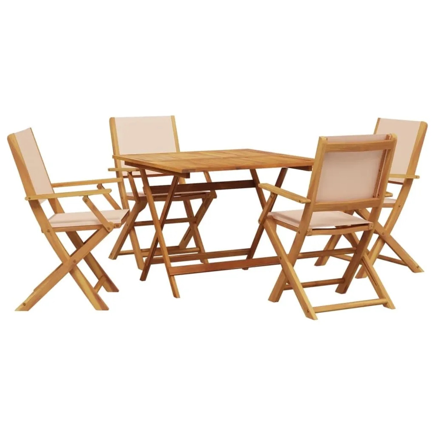 vidaXL 5-Tlg Garten-Essgruppe Stoff und Massivholz Beige 3281835