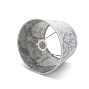 Silberner Lampenschirm mit Barockmuster für Tischlampen, E14, Ø 19 cm.