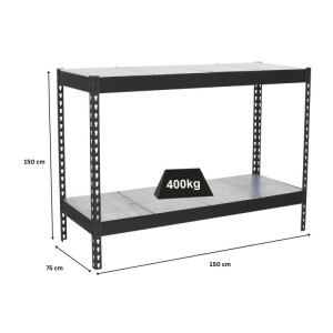 PROREGAL Schwerlastregal Mini Metal Yeti, 90x150x75 cm, anthrazit, Fachlast 400 kg.