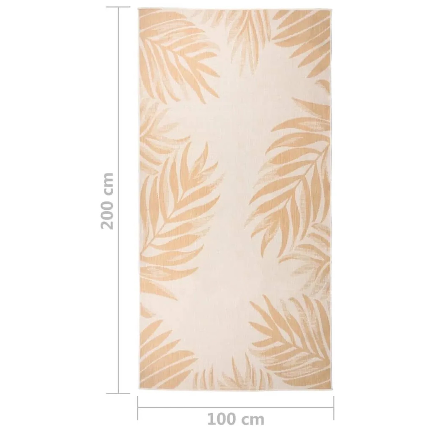 Gelber Outdoor-Teppich 100x200 cm mit Blattmuster für Terrasse & Balkon.