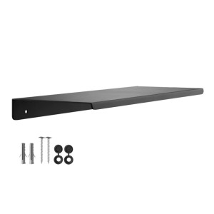 SOTECH Design Wandregal HOVER-IV schwarz aus Stahl, 350x130mm, mit Befestigungsmaterial für die Wandmontage.