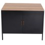 Schwarze MCW Kommode L84-2 mit Holzplatte, 2 Türen und Metallgriffen. Schubladenkommode für Wohnzimmer und Flur.