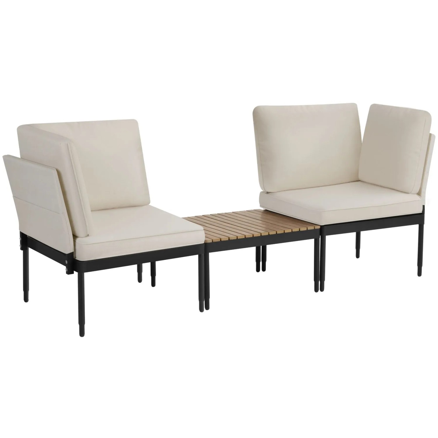 Tectake Aluminium Gartenlounge Set Magaluf 5 In 1 Funktion  5 Fach Verstellbare Lehne  Dicke Polsterung Wetterfest  Tisch Mit Lamellen In Holzoptik  6