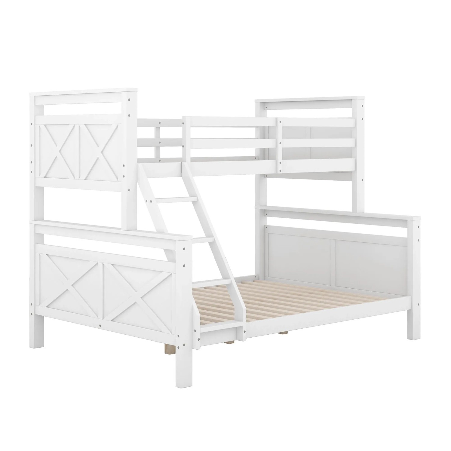 okwish Etagenbett 140x200cm mit Sicherheitsgeländer und Getrennten Betten Weiß ohne Matratze