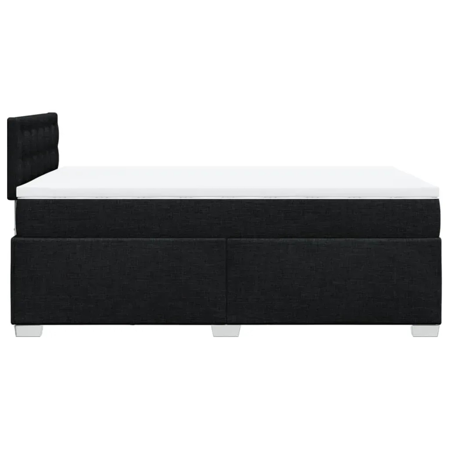 Schwarzes vidaXL Boxspringbett (120x200 cm) mit Matratze und Kopfteil.