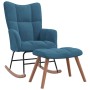 Blauer Samt Schaukelstuhl mit Hocker von vidaXL: Moderner Relaxsessel für Wohnzimmer und mehr.