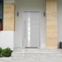 Graue Splendoor Sicherheits-Haustür Berlin Prime RC2K (110x210 cm) mit Edelstahlgriff und Glaseinsatz.