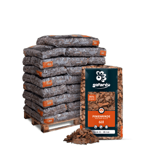 Galamio Pinienrinde Grob, 26 Säcke (1560l) auf Palette. Natürlicher Bodenabdecker.