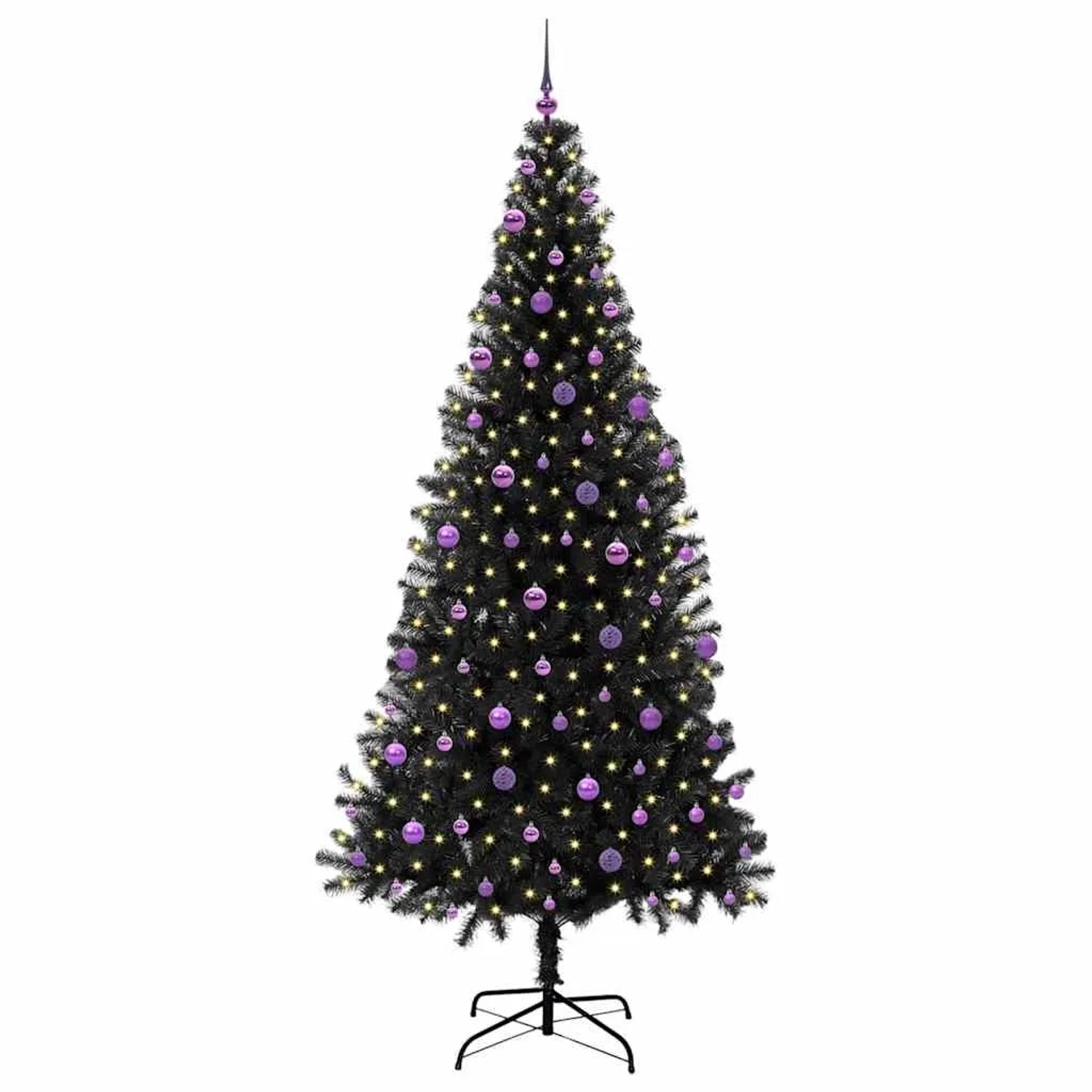 vidaXL Weihnachtsbaum mit 300 LEDs mit Ständer Schwarz 240 cm PVC 3396502