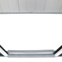 Innenansicht Duramax Metallgerätehaus Pent Roof Eco, anthrazit, mit breiter Türöffnung.