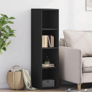 Schwarzes vidaXL Highboard (30x41x124 cm) aus Holzwerkstoff mit vier Fächern.