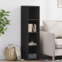Schwarzes vidaXL Highboard (30x41x124 cm) aus Holzwerkstoff mit vier Fächern.
