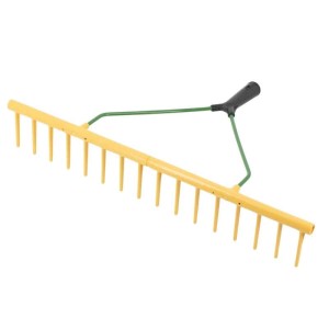 Galaflor Gartenrechen aus Kunststoff, gelb, mit 16 Zinken. Für Laub, Grasschnitt und Heu.