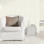 Rasch Vliestapete Tapetenwechsel II 898231, Uni Creme mit Glimmer, im Wohnraum mit Sessel und Deko.
