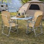 Mojawo 5-teiliges Campingmöbel-Set mit Tisch und 4 Stühlen vor Zelt.