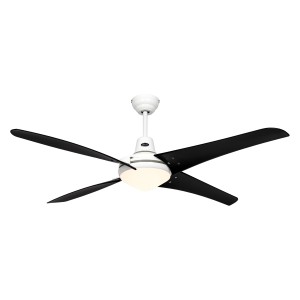 CASAFAN Deckenventilator Mirage, 142 cm, mit Lampe und Fernbedienung, weißes Gehäuse, schwarze Flügel.