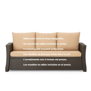 Beige Gartenkissen für 3-Sitzer Polyrattan Gartensofa, 160x60x50 cm.