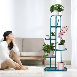 Relaxdays Blumentreppe Stahl Grün 6 Etagen 107 cm x 44 cm x 24 cm 2,9 kg