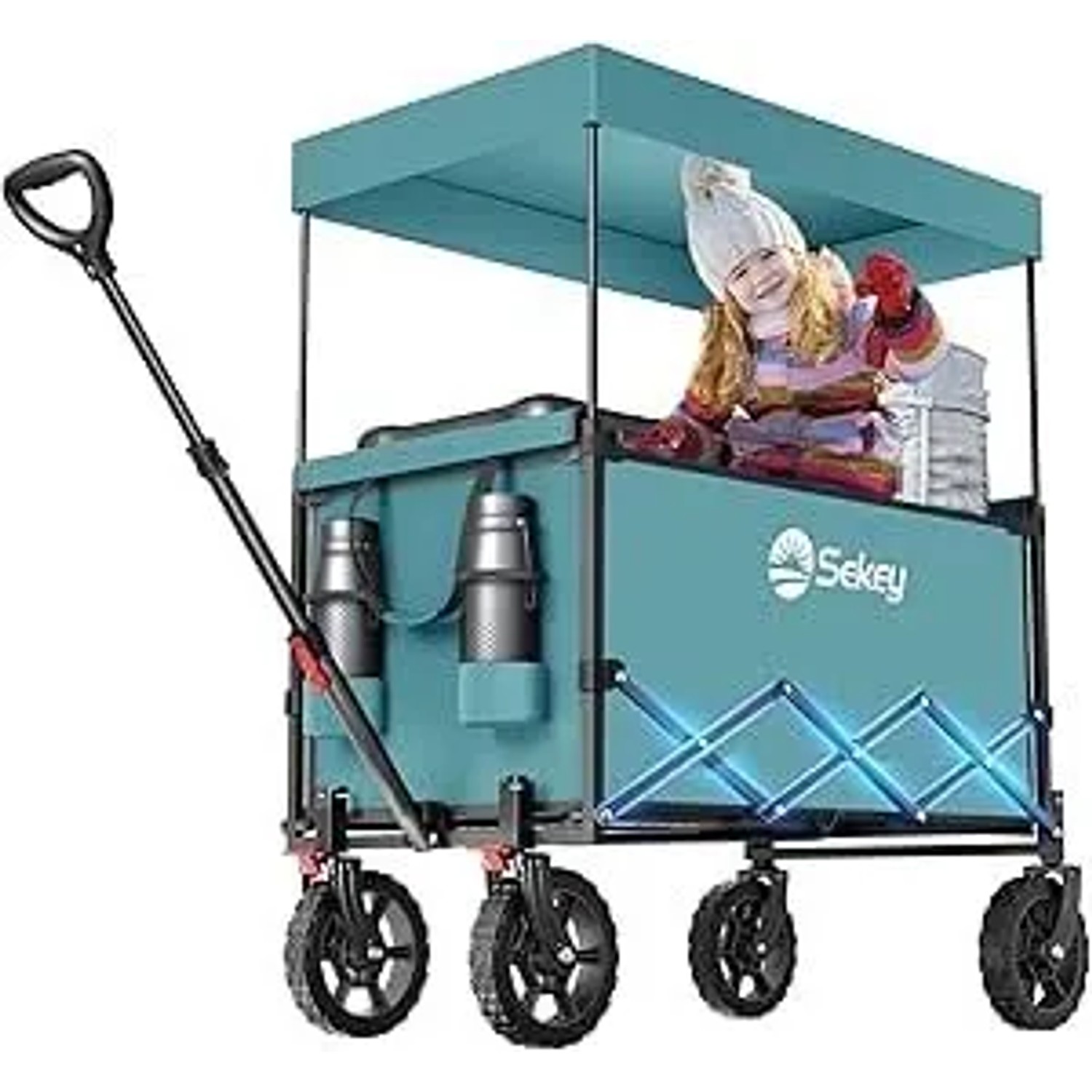 Sekey XXL Bollerwagen Faltbar Kinder 150L Grün