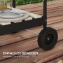 Detailaufnahme: Schwarzer Outsunny Holzkohlegrill mit Holzablage und Rad für einfachen Transport.
