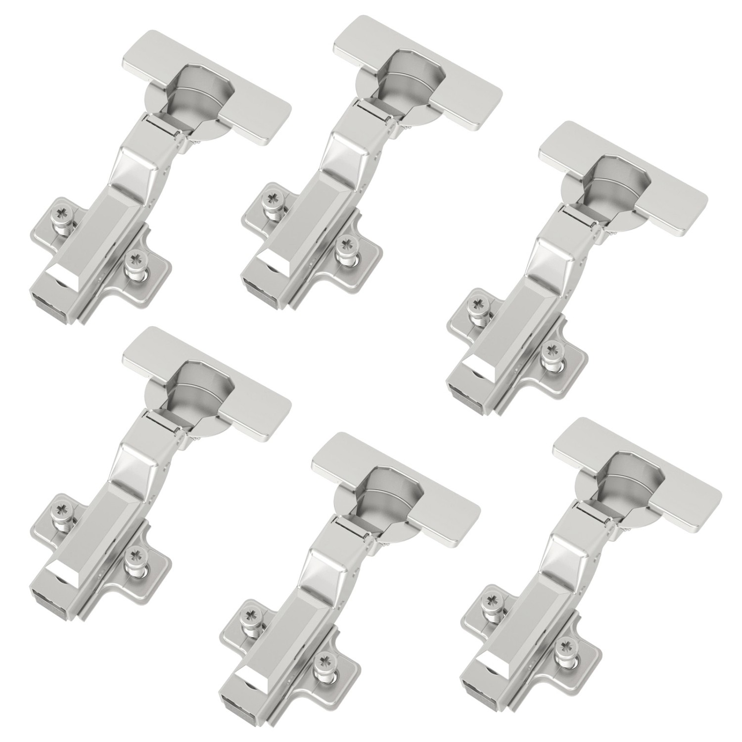 SOTECH Smooth 6 x Topfband T52 105 Grad Innenanschlag Einliegend mit Dämpfer und Kreuzplatte inkl. Abdeckkappen