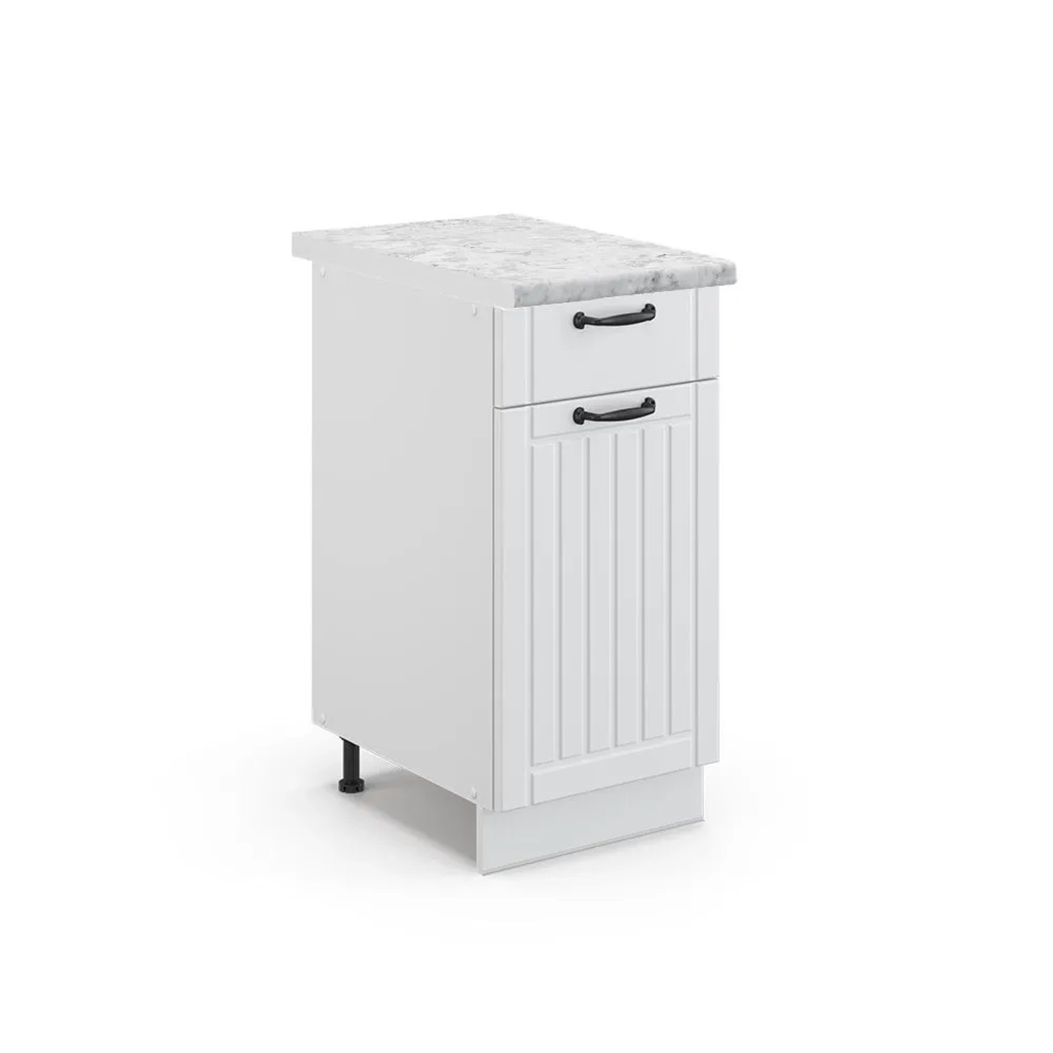 Vicco Küchenunterschrank Fame-Line Weiß Landhaus Weiß 40 cm AP Marmor