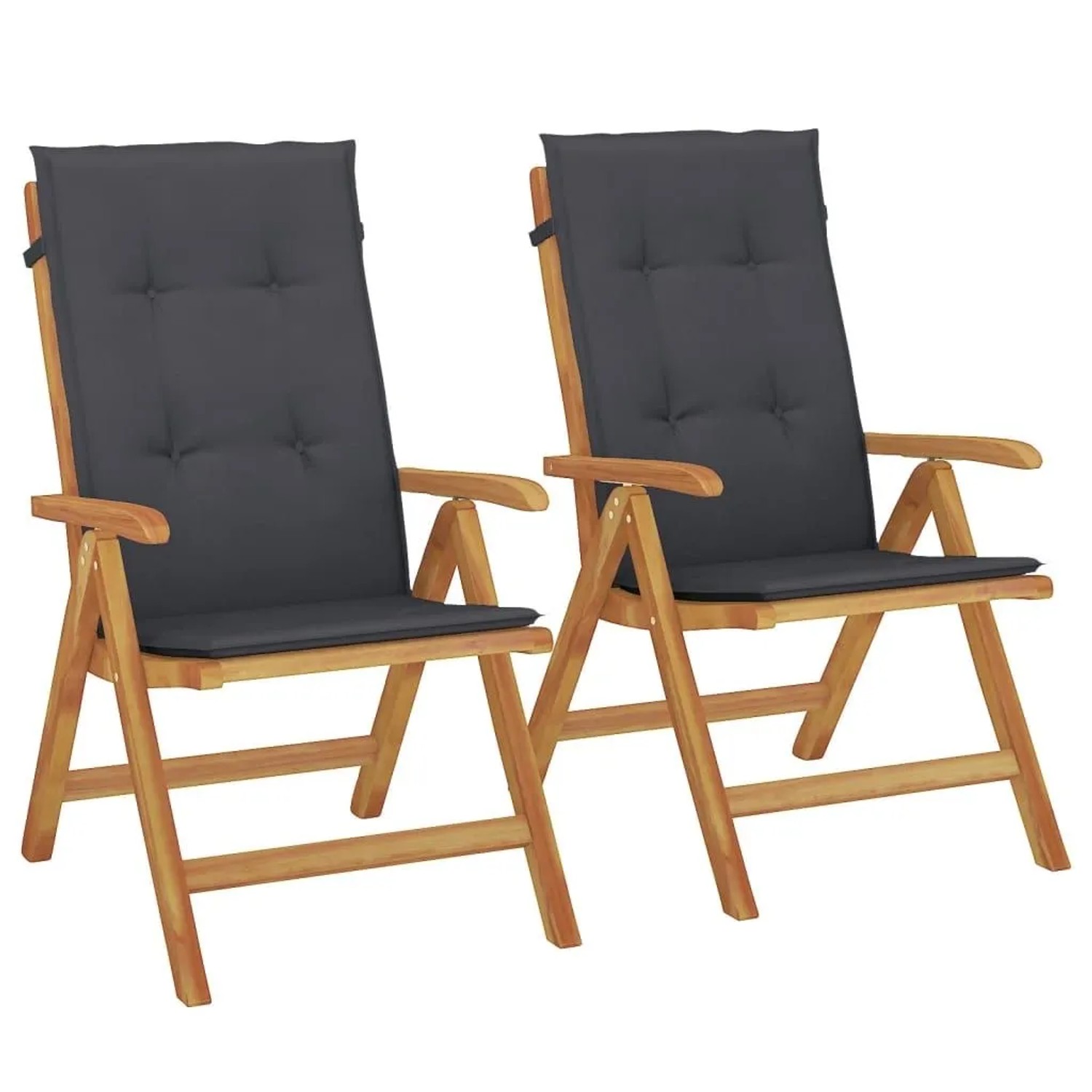 vidaXL Gartenstühle mit Kissen 2 Stk Massivholz Teak 3196440