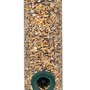 Siena Garden Vogelfutterspender aus Kunststoff, grün, gefüllt mit Vogelfutter.