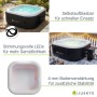 Juskys SpaLuxe aufblasbarer Whirlpool schwarz-weiß mit LED-Beleuchtung, Sprudeldüsen und robustem PVC für den Garten.
