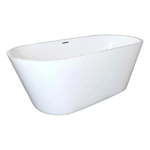 Freistehende, ovale AICA Badewanne, 170x80 cm, aus Acryl, mit Überlauf.
