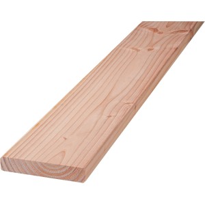 Glattkantbrett aus Douglasie, 27x144x2500 mm, 4-seitig gehobelt und gefast.