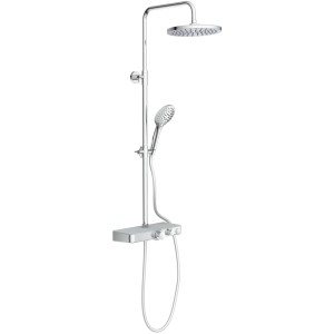 Eisl Duschset Futura Wellness mit Thermostat, Glasablage in Grau und Chromoptik.