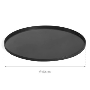 Schwarze CookKing Bodenplatte aus Stahl, Ø 60 cm, für Feuerkörbe als Grillutensil.