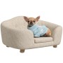 Beiges PawHut Hundebett mit Kissen, geeignet für kleine Hunde, bequemes Hundesofa.