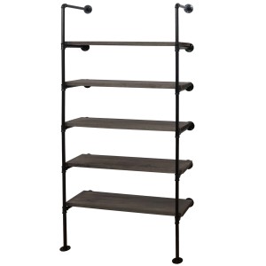 BERLINLODGE Standregal HxBxT 165x80x28cm Industriedesign Holz Metall Grau-Braun Wohnregal Bücherregal Ablageregal