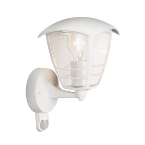 Weiße Außenwandleuchte Paris mit Bewegungsmelder, Aluminium. Für E27 Leuchtmittel.