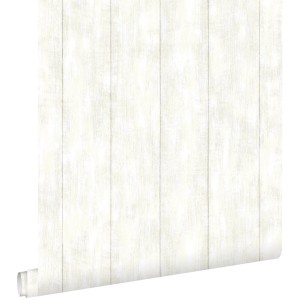 ESTAhome Vliestapete in Holz-Optik Weiß, 53cm breit. Dekorative Tapete für Wohnräume.