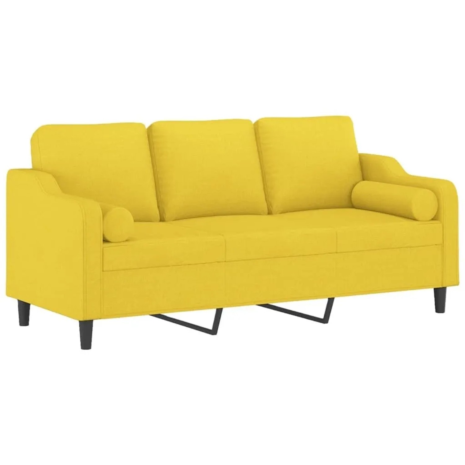 vidaXL 3-Sitzer-Sofa mit Zierkissen Hellgelb 180 cm Stoff 3200858 günstig online kaufen