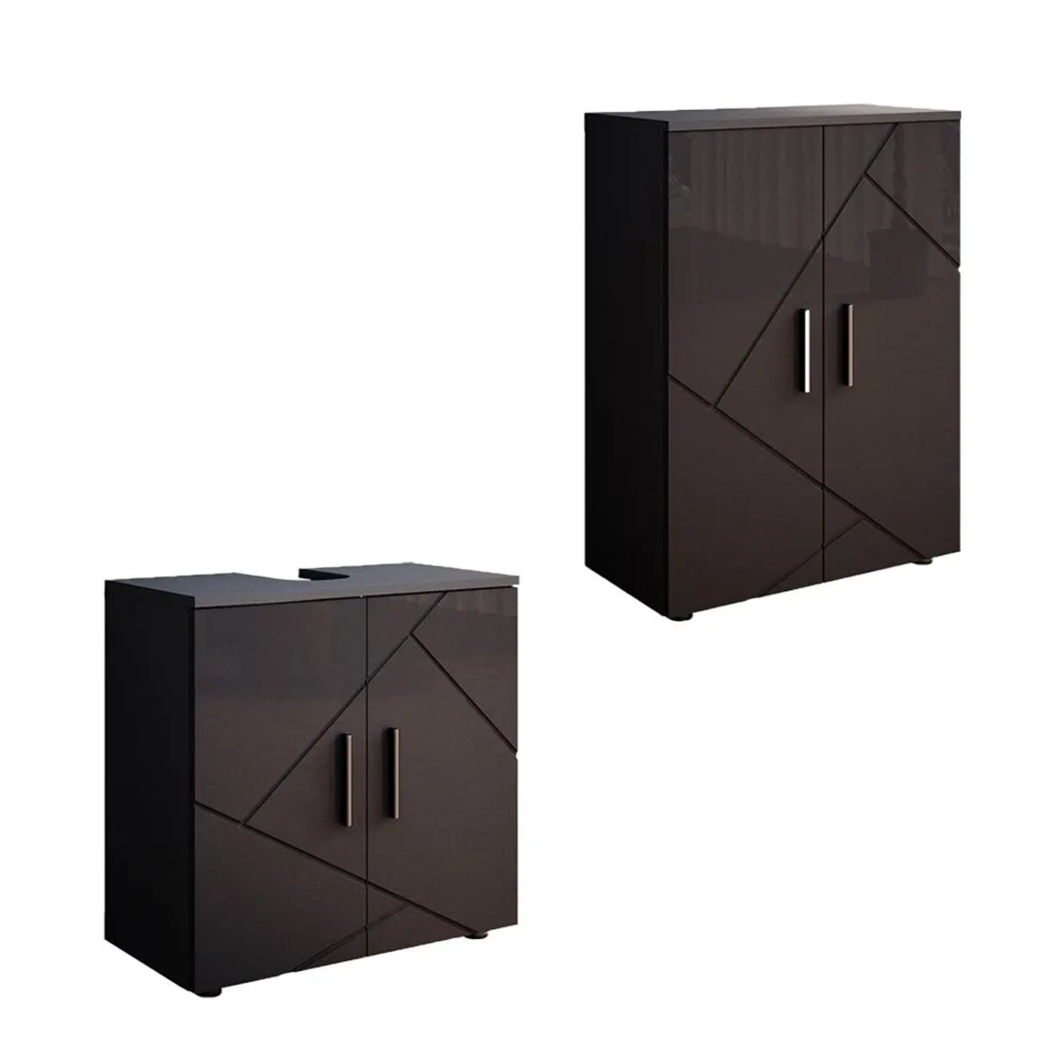Vicco Badmöbel-Set Irma Anthrazit Hochglanz 60 x 59 2-teilig