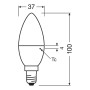 Technische Zeichnung Osram LED E14 Kerzenform, Maße: 10 x 3,7 cm (H x Ø)