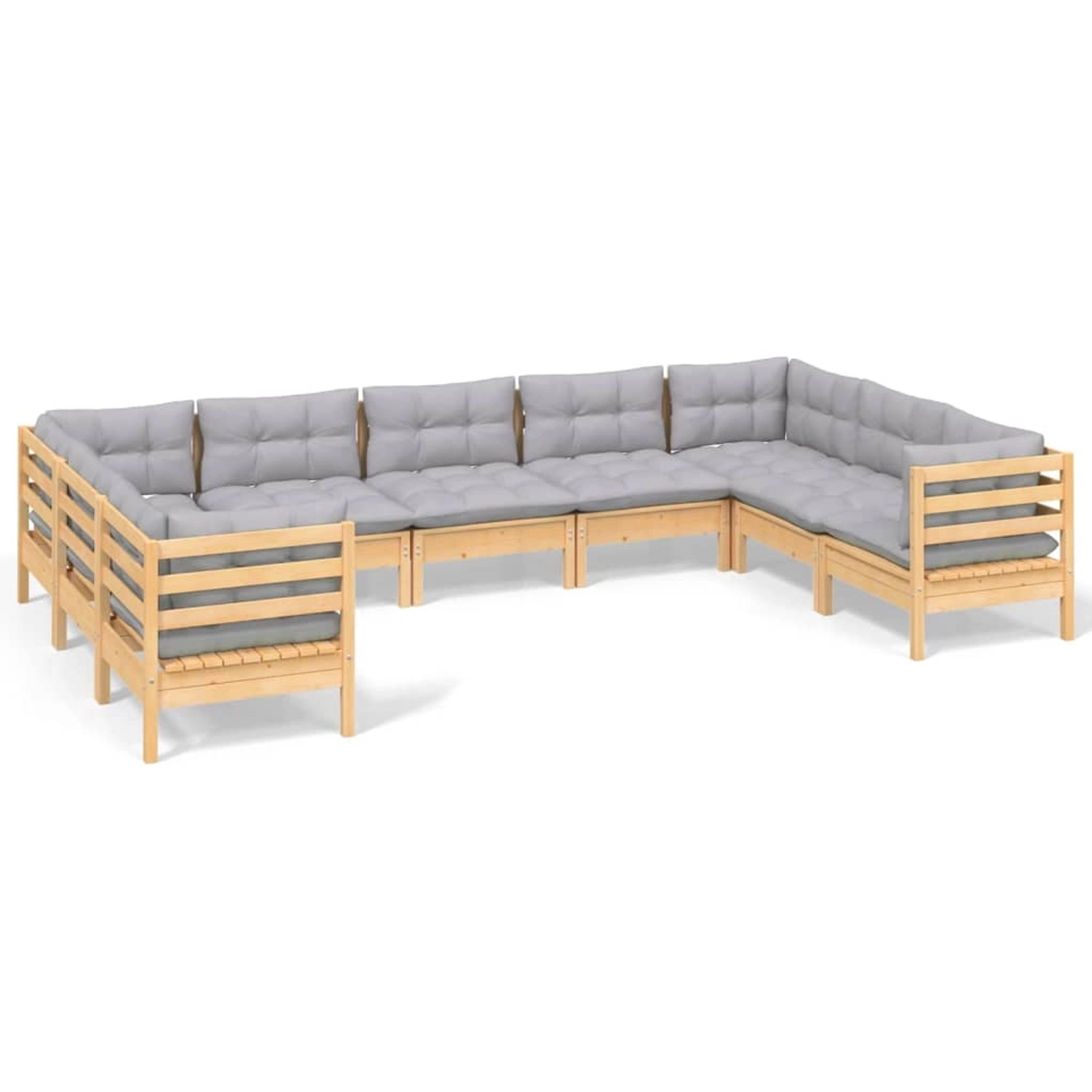 vidaXL 9-Tlg Garten-Lounge-Set mit Grauen Kissen Kiefernholz 3097318 günstig online kaufen