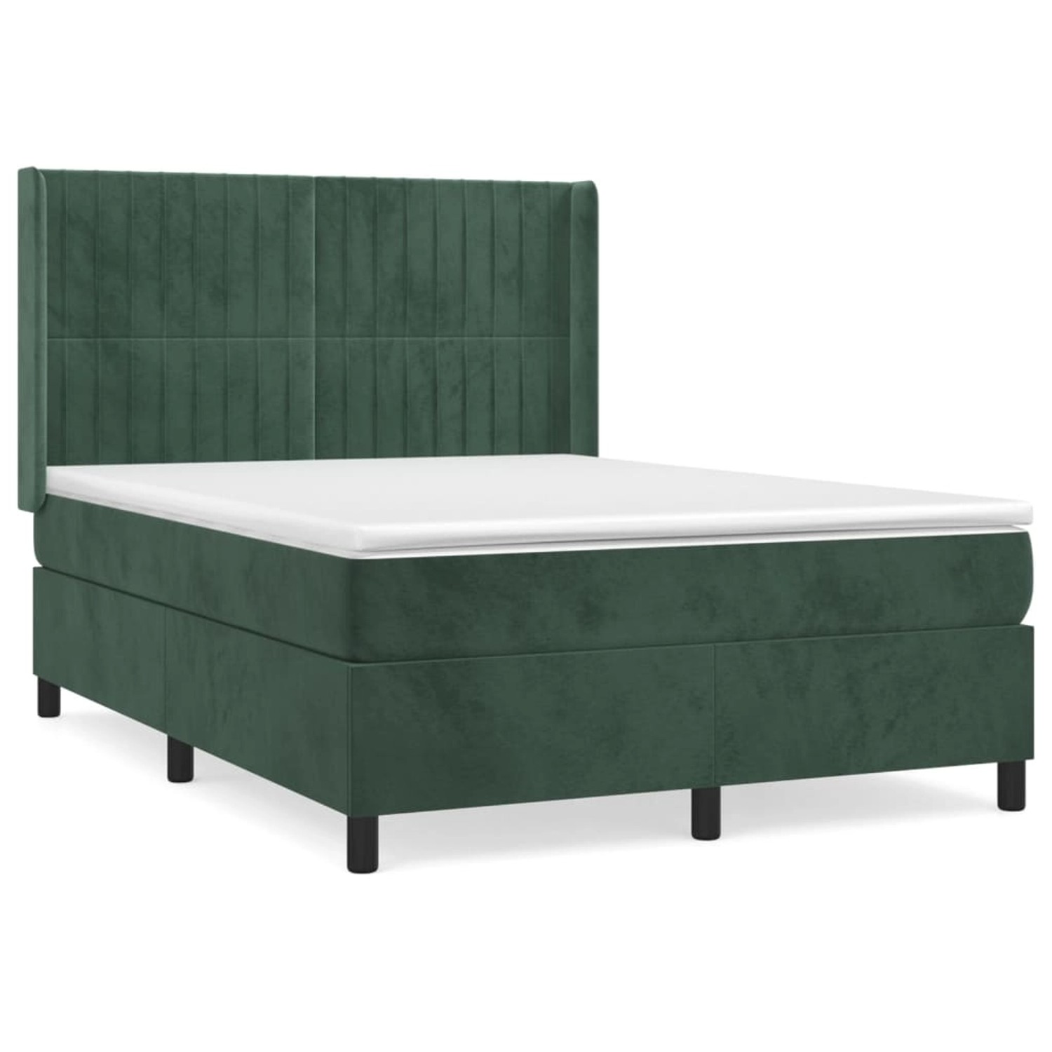 vidaXL Boxspringbett mit Matratze Dunkelgrün 140x200 cm Samt1466566 günstig online kaufen