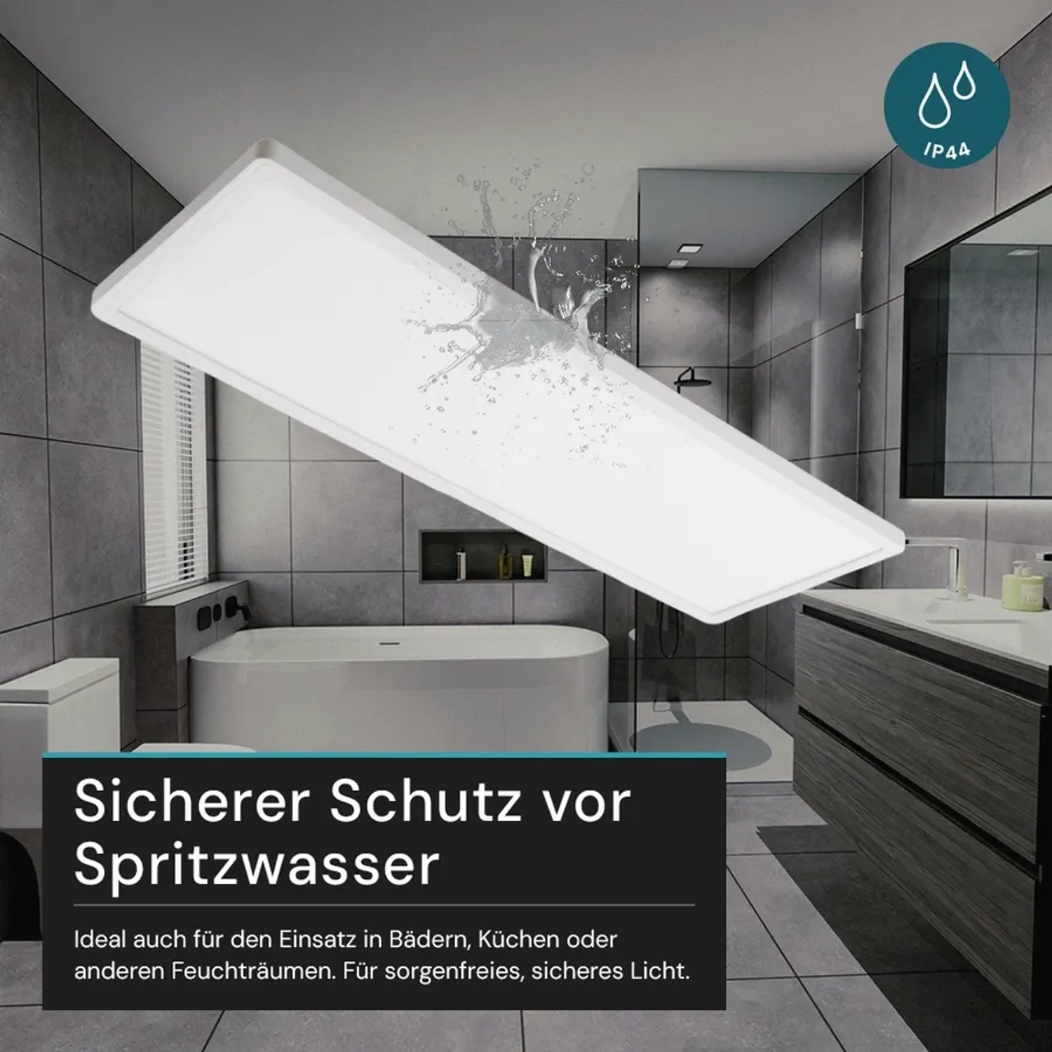 LUXULA LED Panel 58x20cm 24W 2200lm IP44 Wassergeschützt CCT Dimmbare Deckenleuchte Fernbedienung 3000K bis 6500K Warm- Kaltweiß Aufbauleuchte Weiß_6