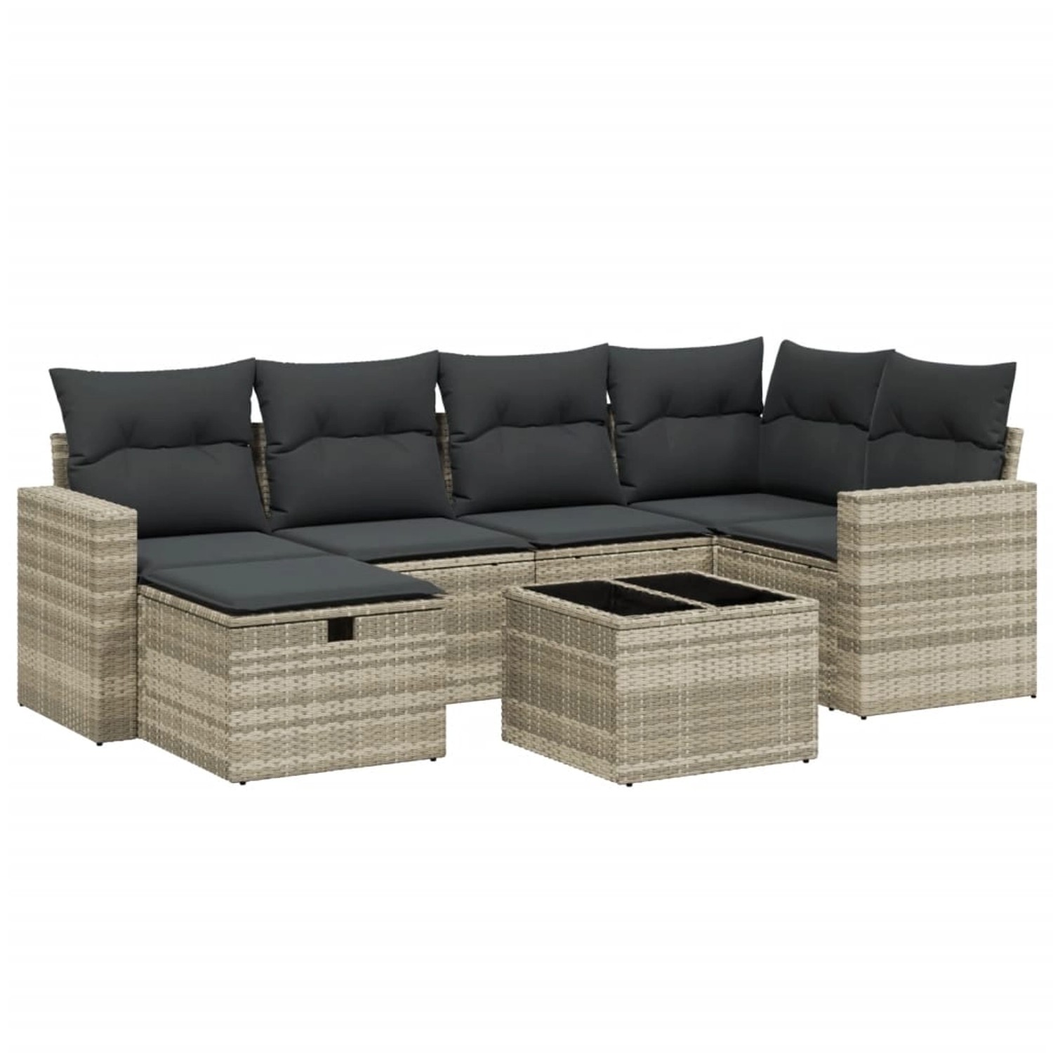 vidaXL 7-tlg Garten-Sofagarnitur mit Kissen Hellgrau Poly Rattan Modell 13 günstig online kaufen