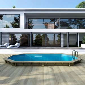 ALTANKA Holzpool Nemo 5,79x3,49 Höhe 1,45 m mit Einzubetonierendem Profil BAS7304OSPI