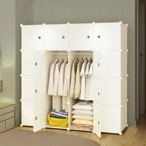 Rebiko Modularer Kleiderschrank Garderobe Schrank Regal Regal Weißer Kleiderschrank Faltbar Geräumig Xl
