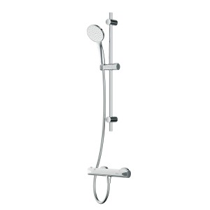 AM.PM Duscharmatur-Set Hit Chrom: Thermostat, Duschsäule und Handbrause.