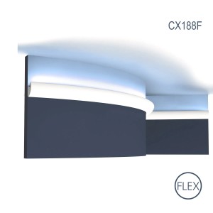 Flexible, weiße Eckleiste CX188F von ORAC Decor für indirekte Beleuchtung.