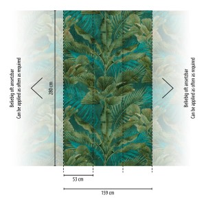 A.S. Creation Fototapete Dschungel Grün-Blau, 1,59x2,8m, mit tropischem Blätter-Motiv.
