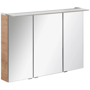 Fackelmann Spiegelschrank B.Perfekt, 100 cm breit, Asteiche Dekor mit drei Spiegeltüren.